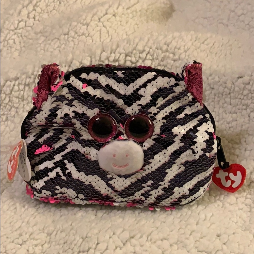 ty fashion Zoey (zebra) zip accessory bag